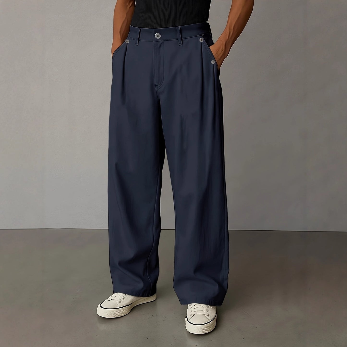 Men’s European Retro Straight-Leg Wide Pants