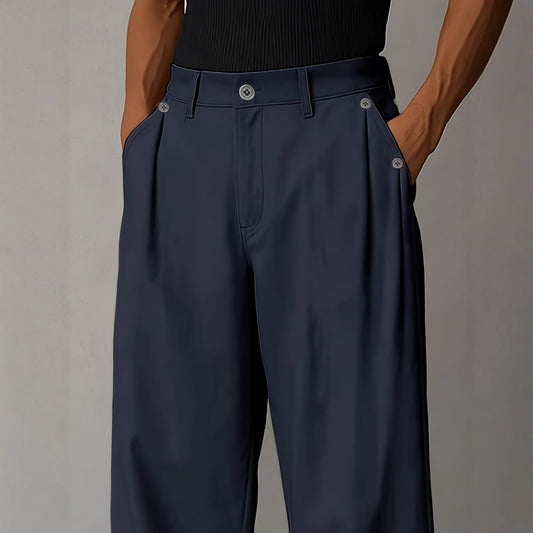 Men’s European Retro Straight-Leg Wide Pants