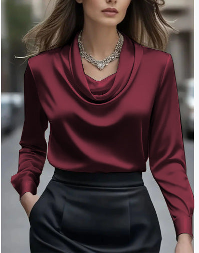 Minimalist Boat-Neck Long-Sleeve Shirt For Women