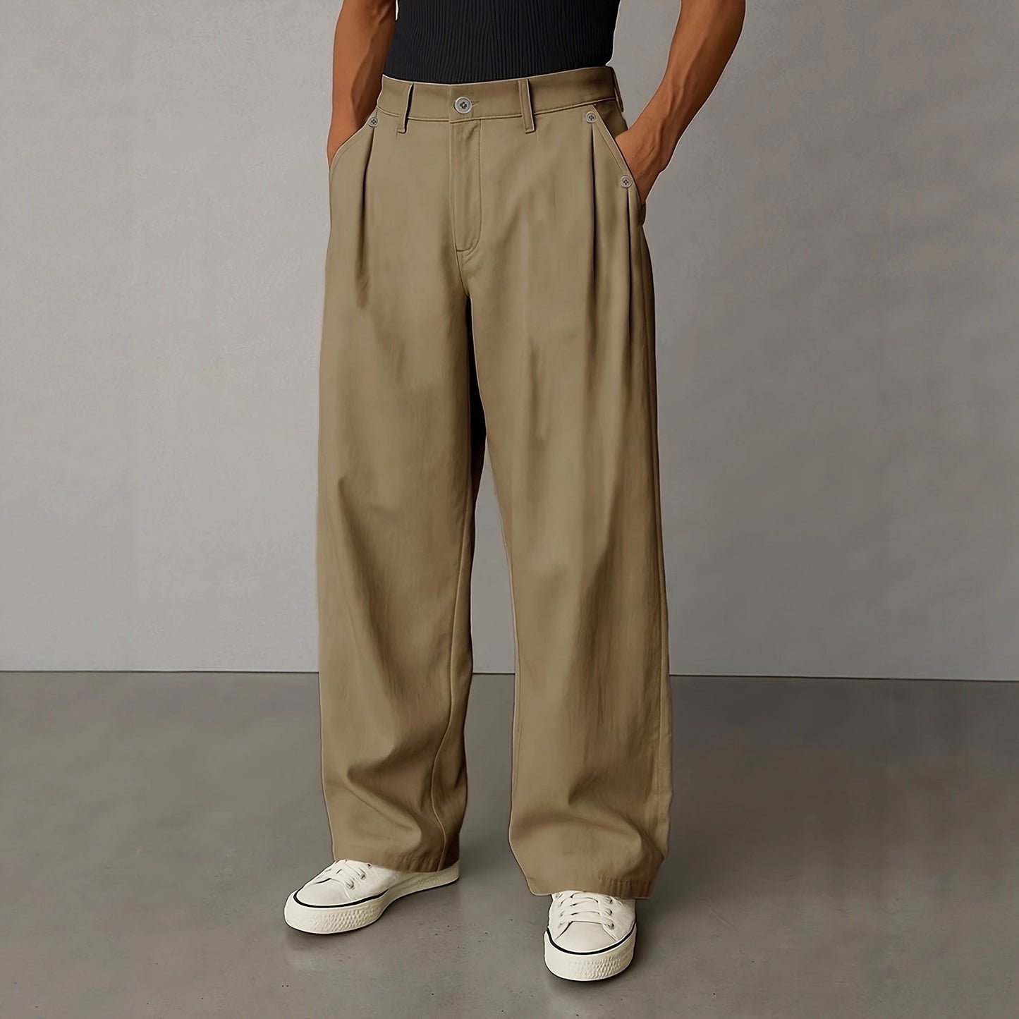 Men’s European Retro Straight-Leg Wide Pants