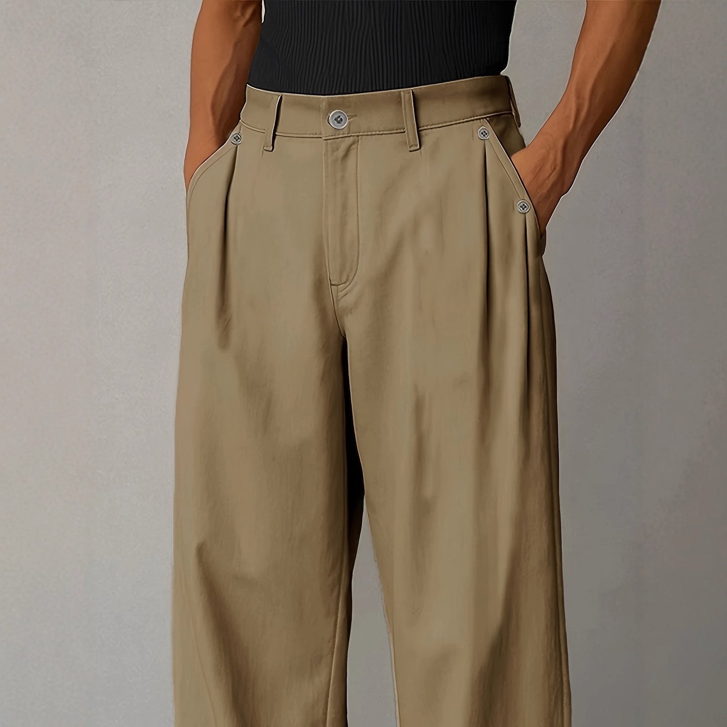Men’s European Retro Straight-Leg Wide Pants