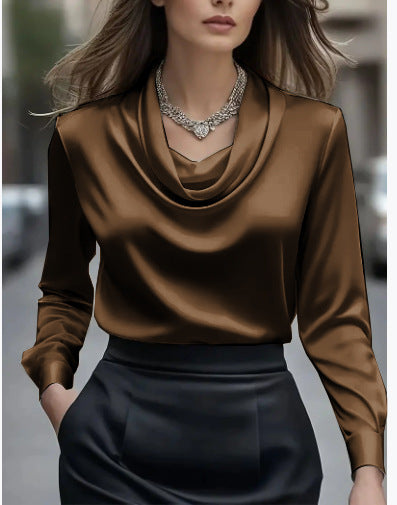 Minimalist Boat-Neck Long-Sleeve Shirt For Women